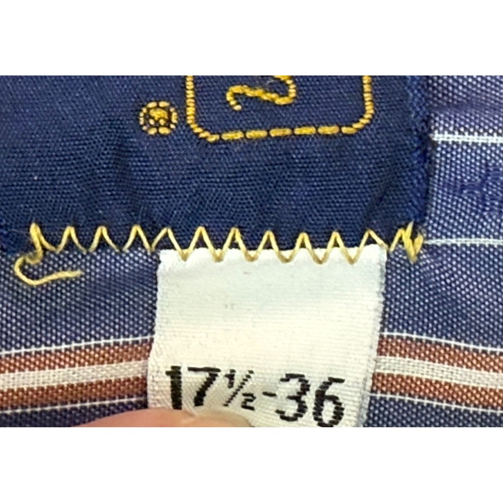 Vtg Panhandle Slim Western Pearl Snap Shirt Blue Striped Long Sleeve  17 1/2-36 - Picture 9 of 9
